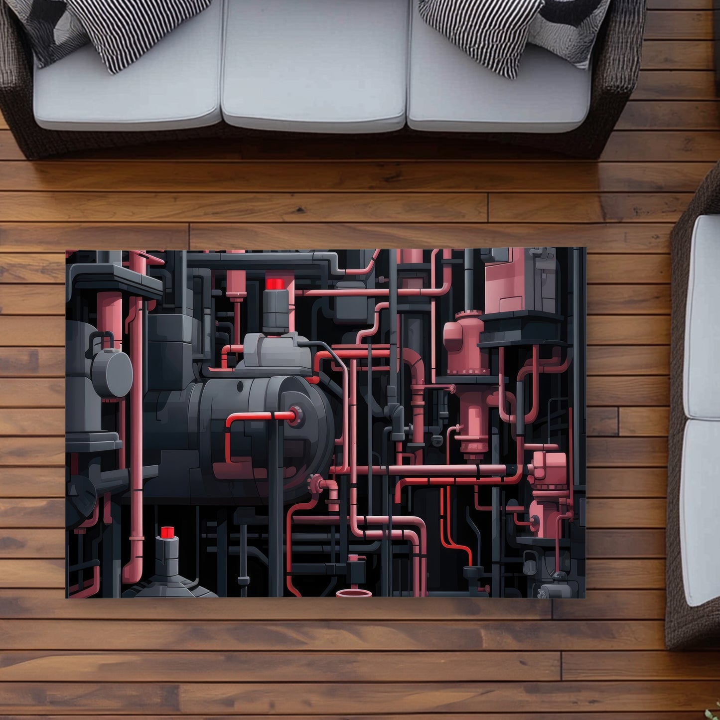 Dark Pipes Gray Outdoor Area Rug | Stylish Home Decor