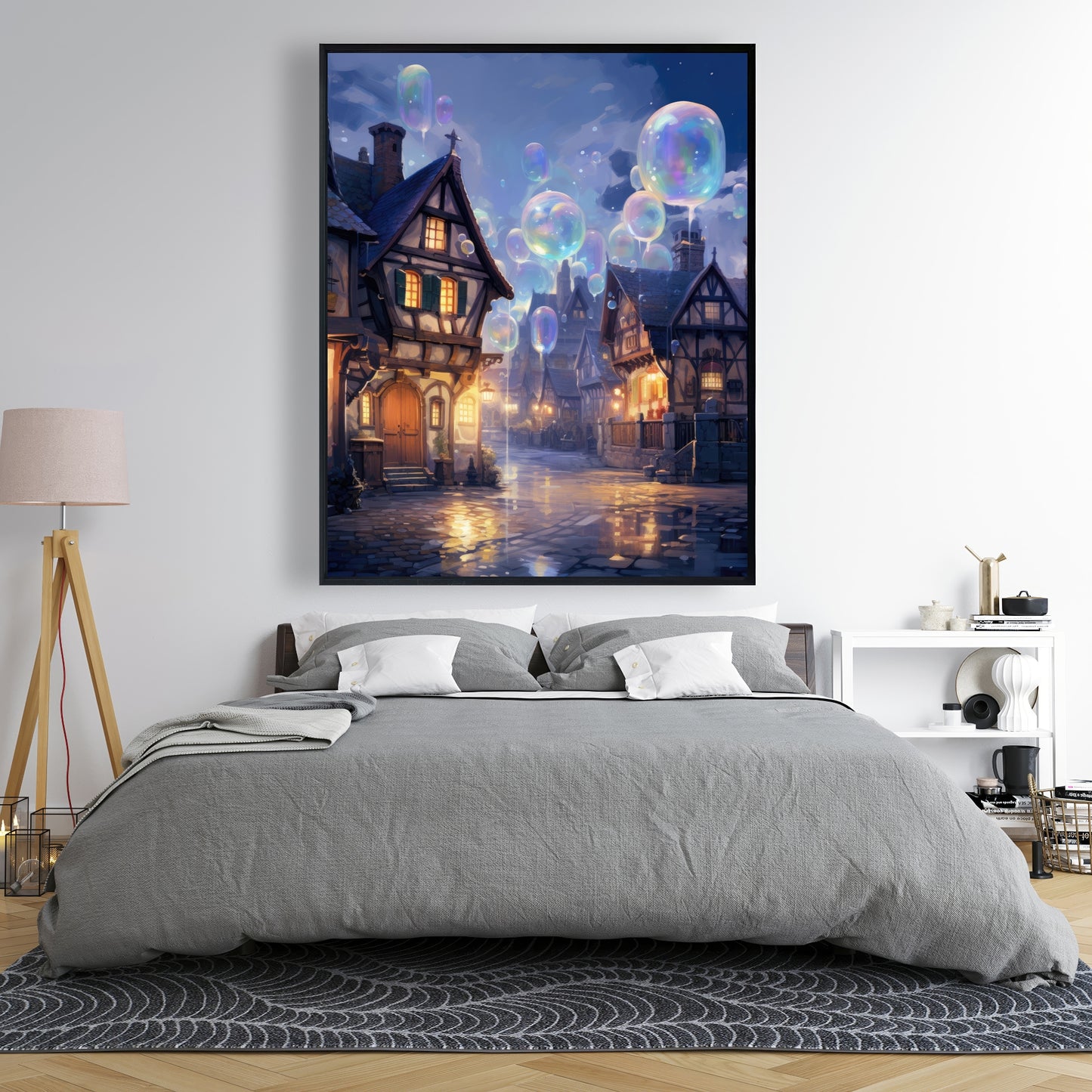 Bloopy town - 36"x36" Framed canvas