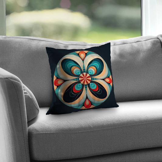 Concentric Turquoise Poly Twill Throw Pillow - Home Decor Insert