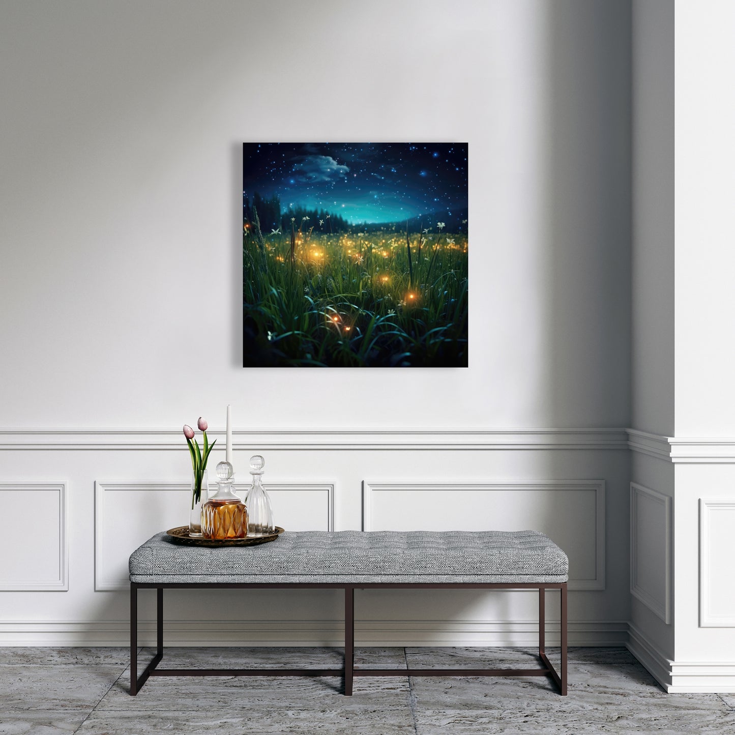 Fireflies at night - 32"x32" Canvas