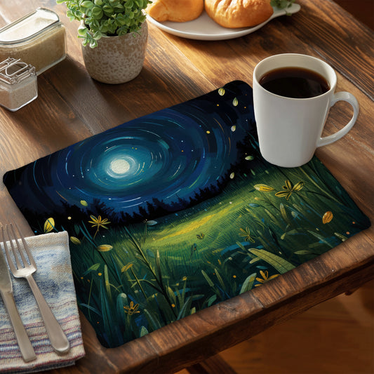 Between Grass Blades - Green Braided Polyester Placemat | Home Decor