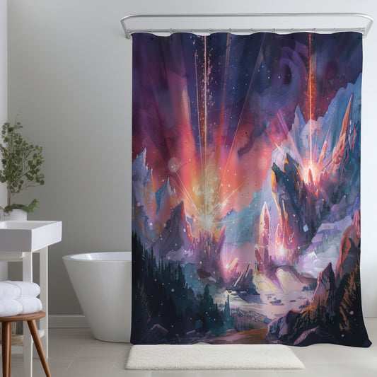 Beaming Signal Blue Shower Curtain - Stylish Home Decor