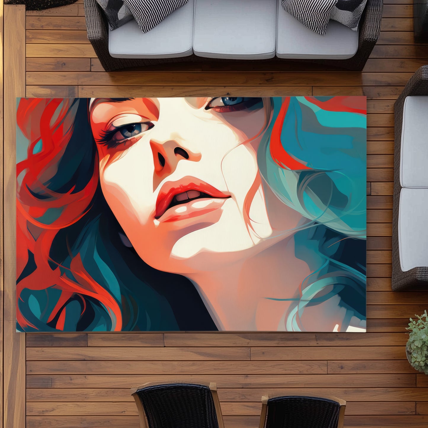 Dangerous Lips - Blue Outdoor Area Rug for Home Decor