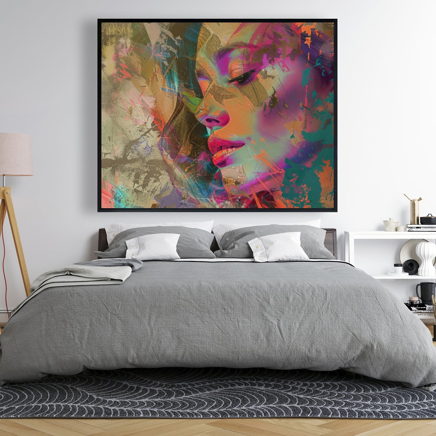 Grunge Look - Gray Framed Canvas for Stylish Home Decor