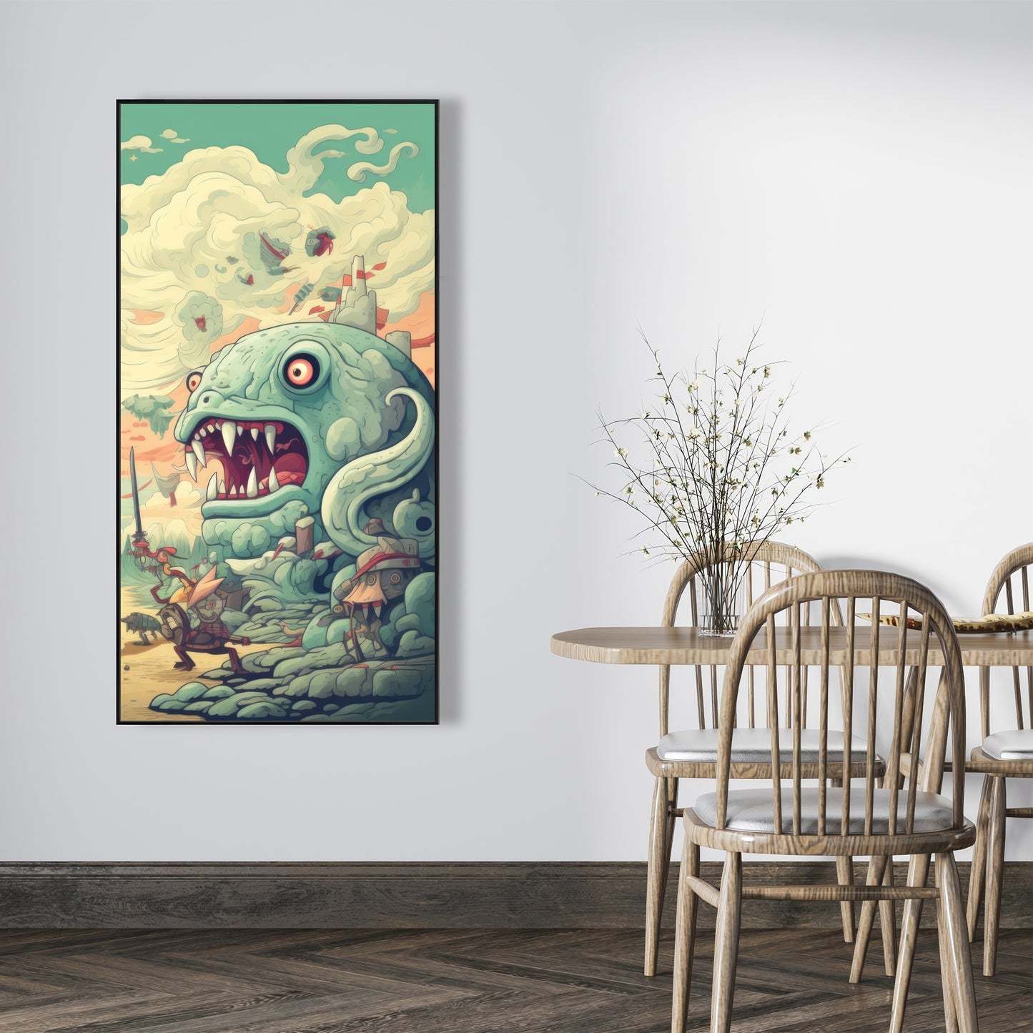 Two titans - Framed Canvas - Print on demand
