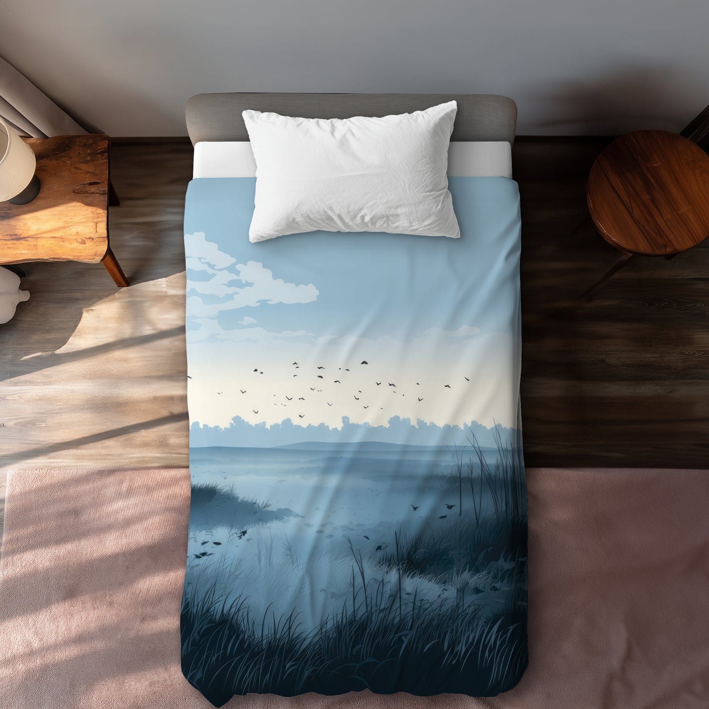 Evening Marsh Black Duvet Cover | Elegant Home Decor