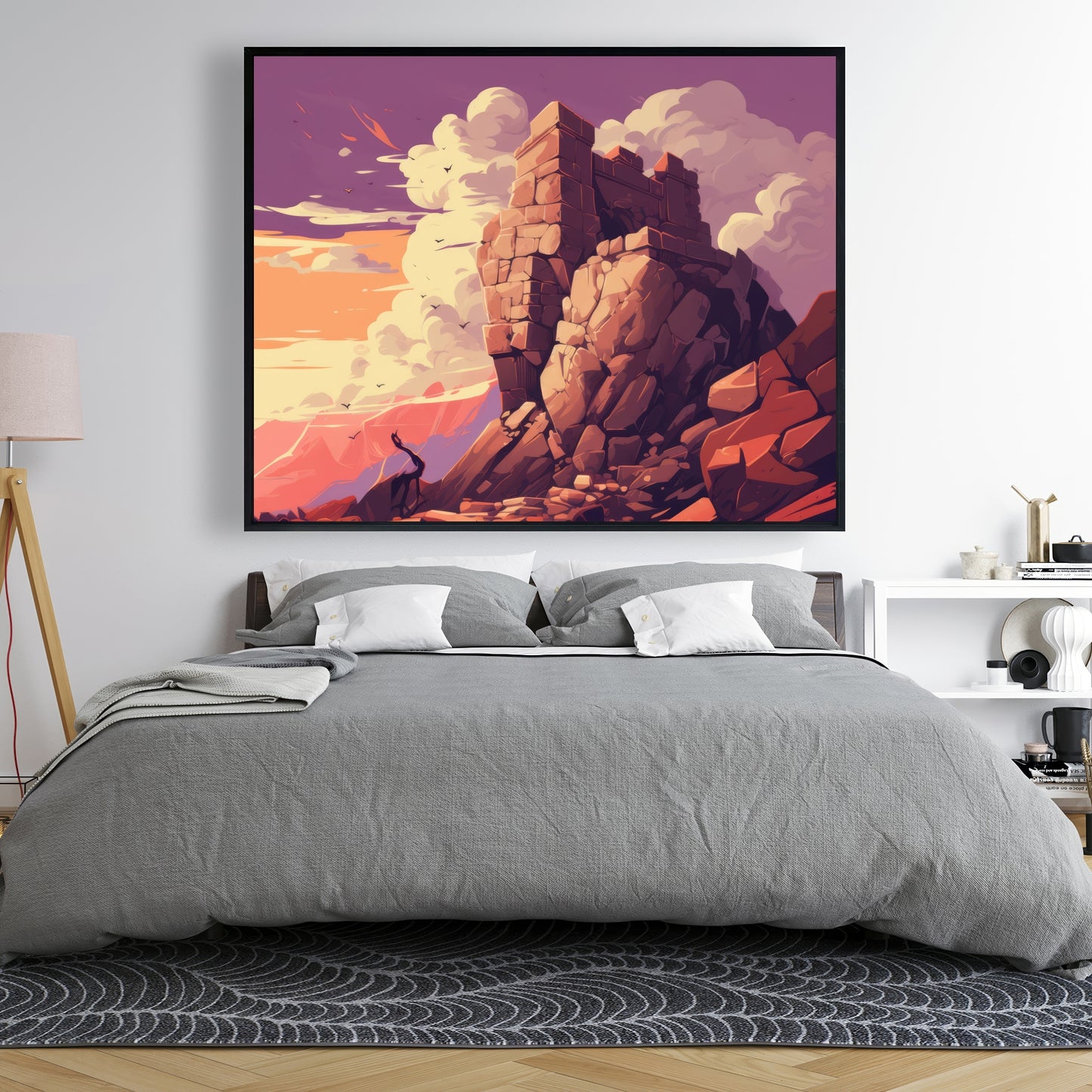 Standing Above - Orange Framed Canvas for Home Decor
