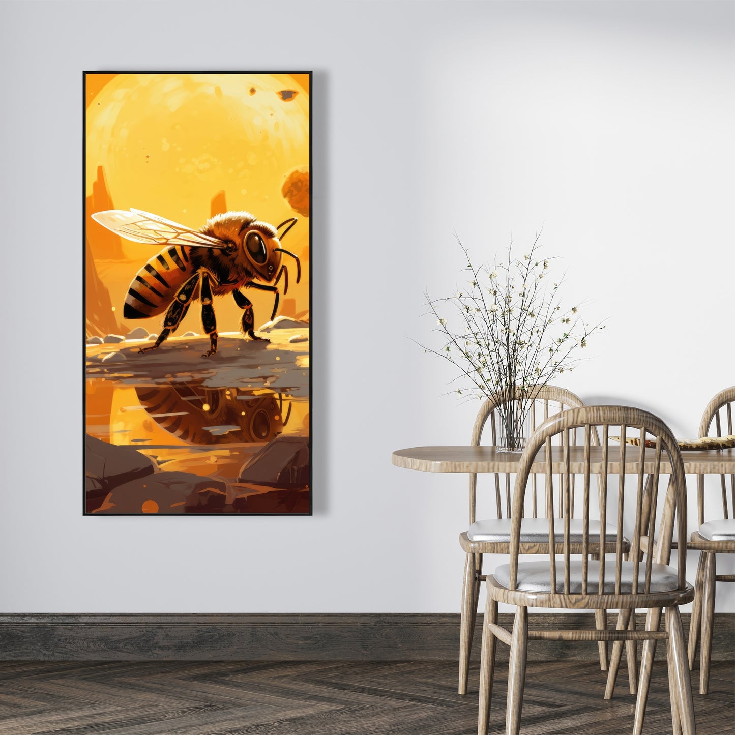 Bee world - Framed Canvas - Print on demand