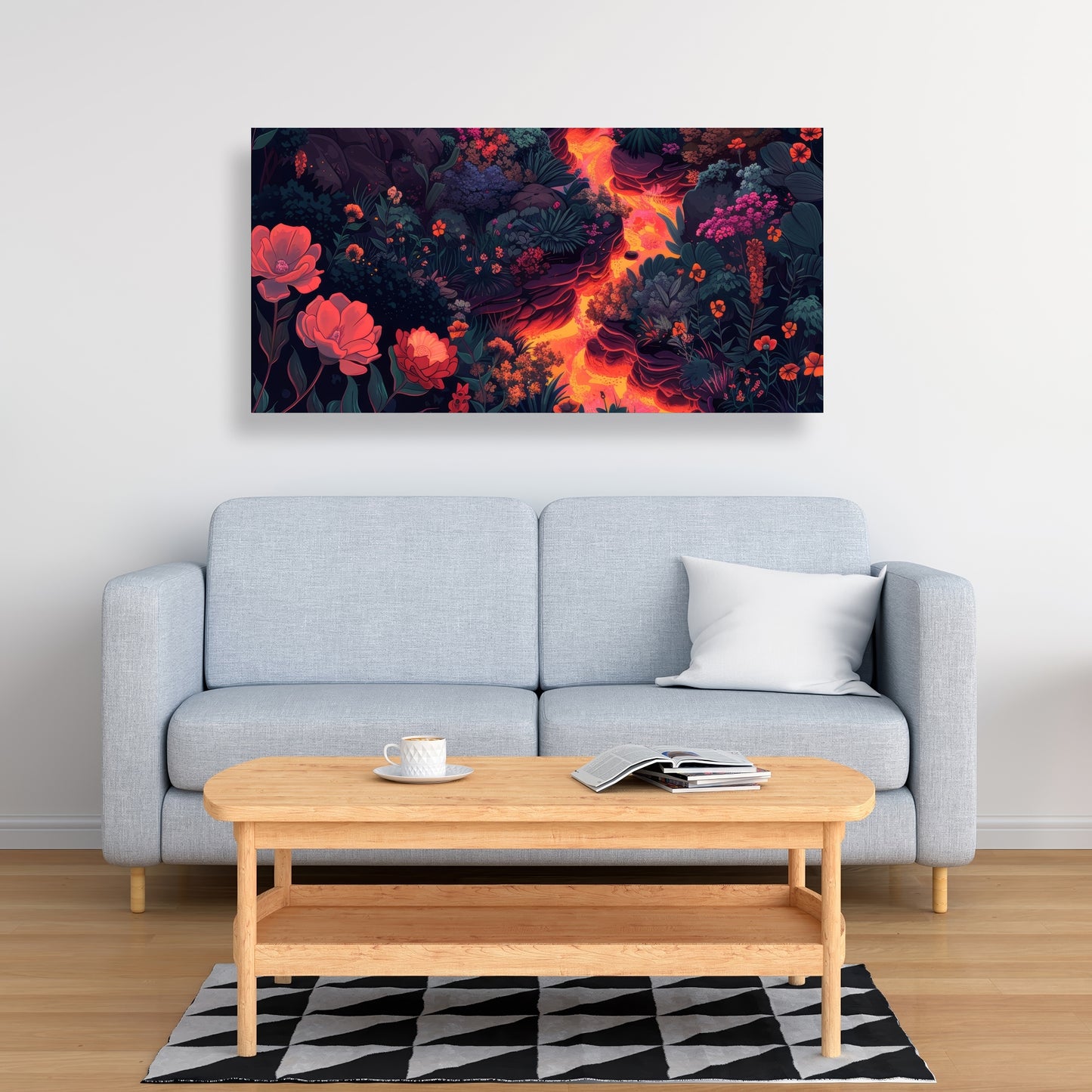 Flowing magma - Black canvas home decor art piece