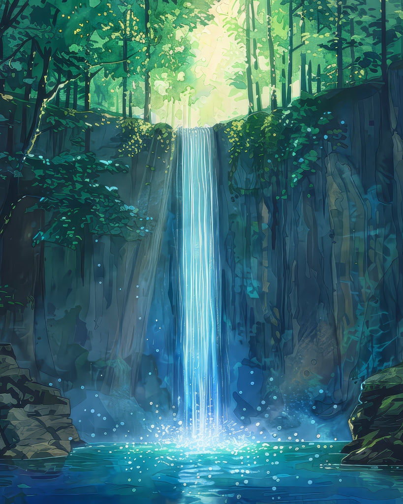 Waterfall - Framed Canvas - Print on demand