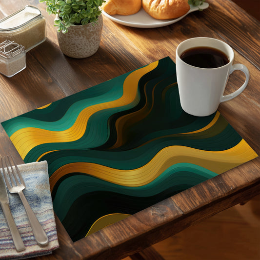 Golden Harmony Yellow Polyester Placemat for Home Decor