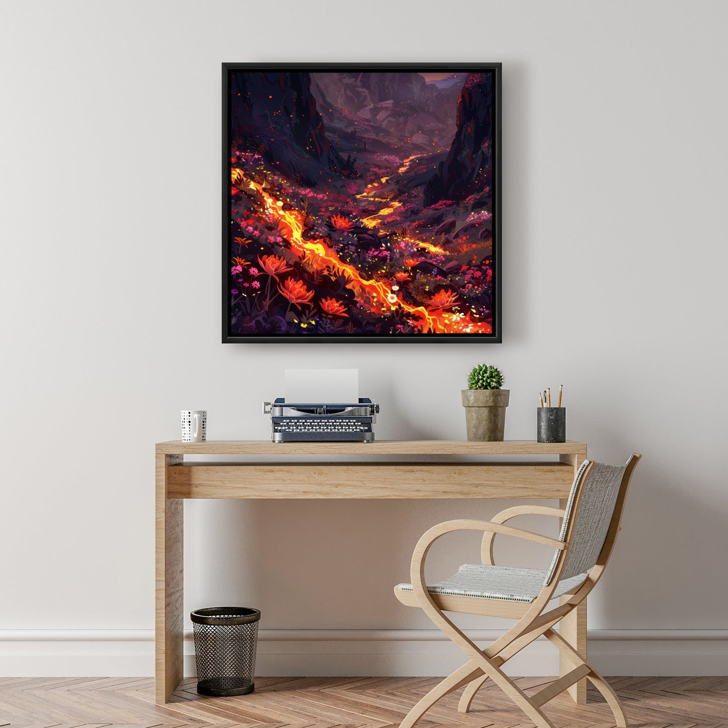 Bloom and eruption - 36"x36" Framed canvas