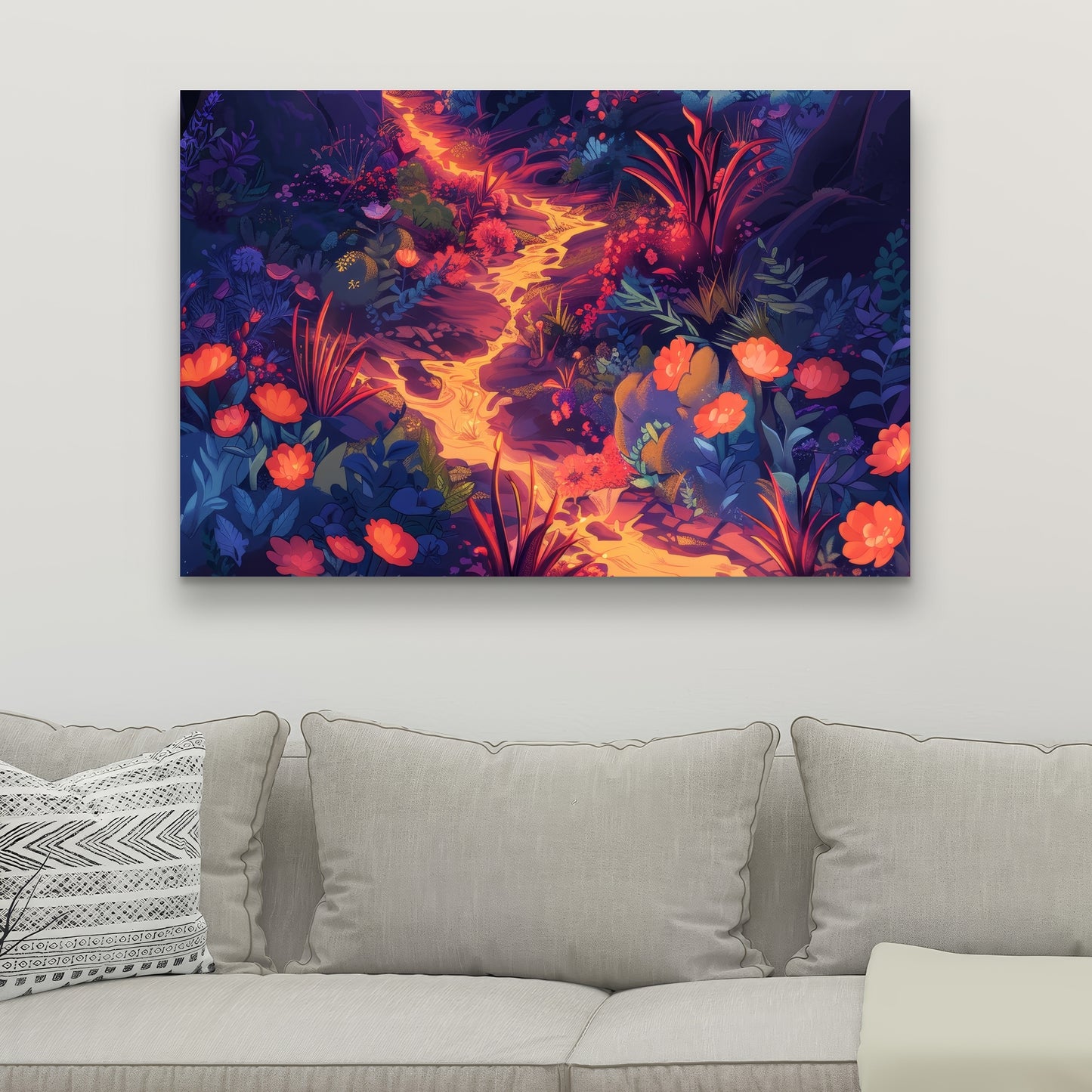 Burning Flowers - Pink Canvas Art for Home Decor | Stylish Decor