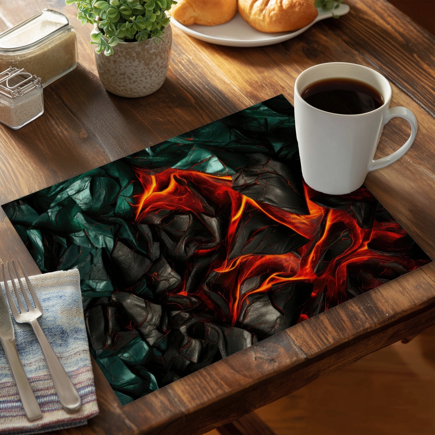 Imminent Rupture Black Polyester Placemat | Home Decor Accent