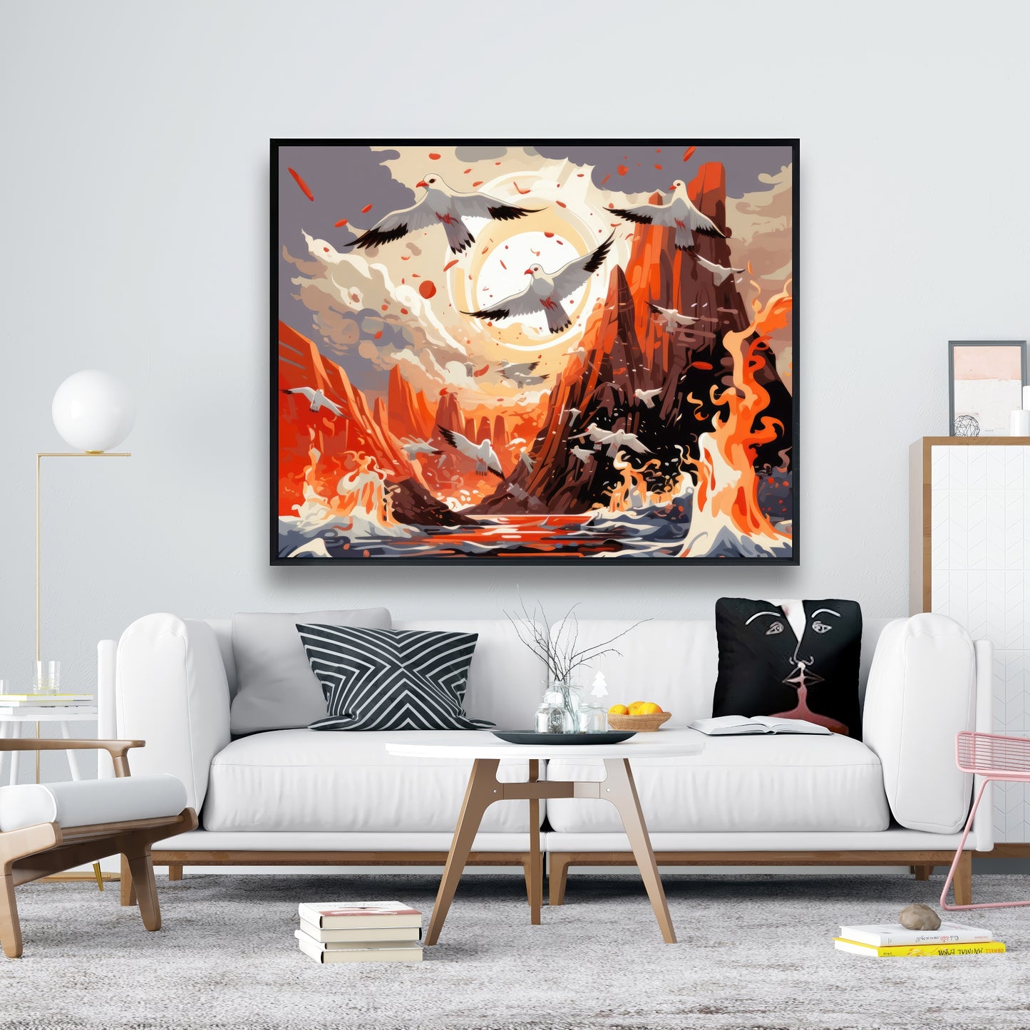 The Escape - Blue Framed Canvas Home Decor Art Piece