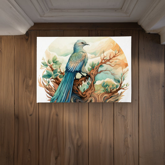 Paillasson d'intérieur/extérieur turquoise perché | Décoration d'intérieur