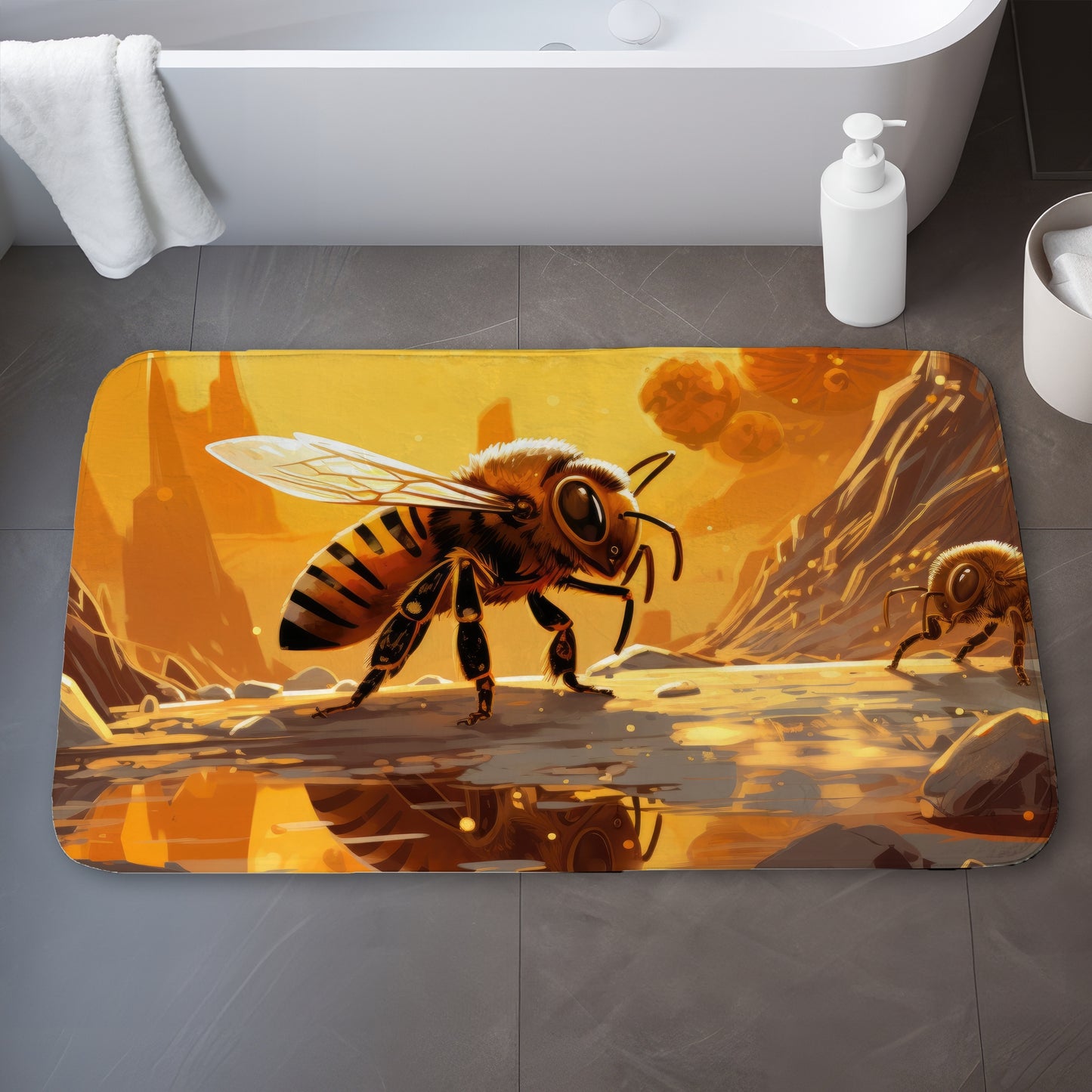 Bee world - 17"x24" Bath mat