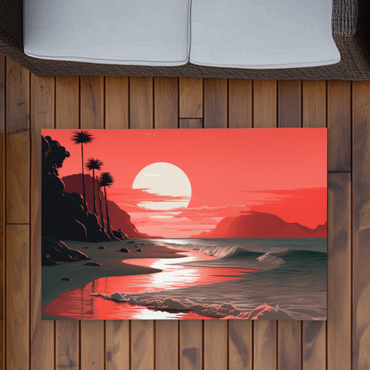 Blood Sun Red Outdoor Area Rug | Stylish Home Decor Accent