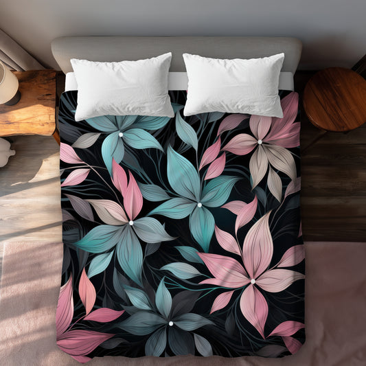 Desaturated Flowers Pink Duvet Cover | Home Decor Essentials