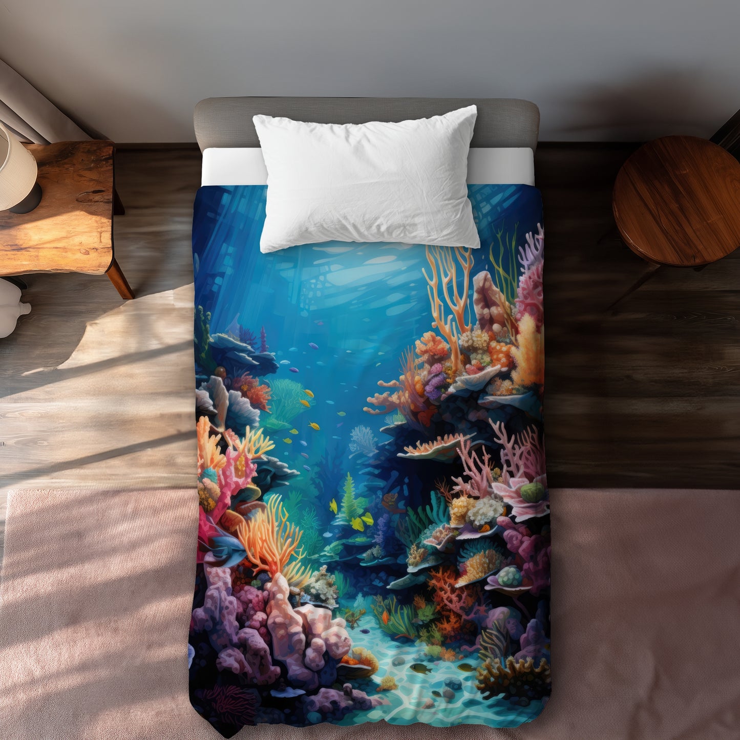 Coral Red Duvet Cover - Stylish Home Decor for Your Bedroom