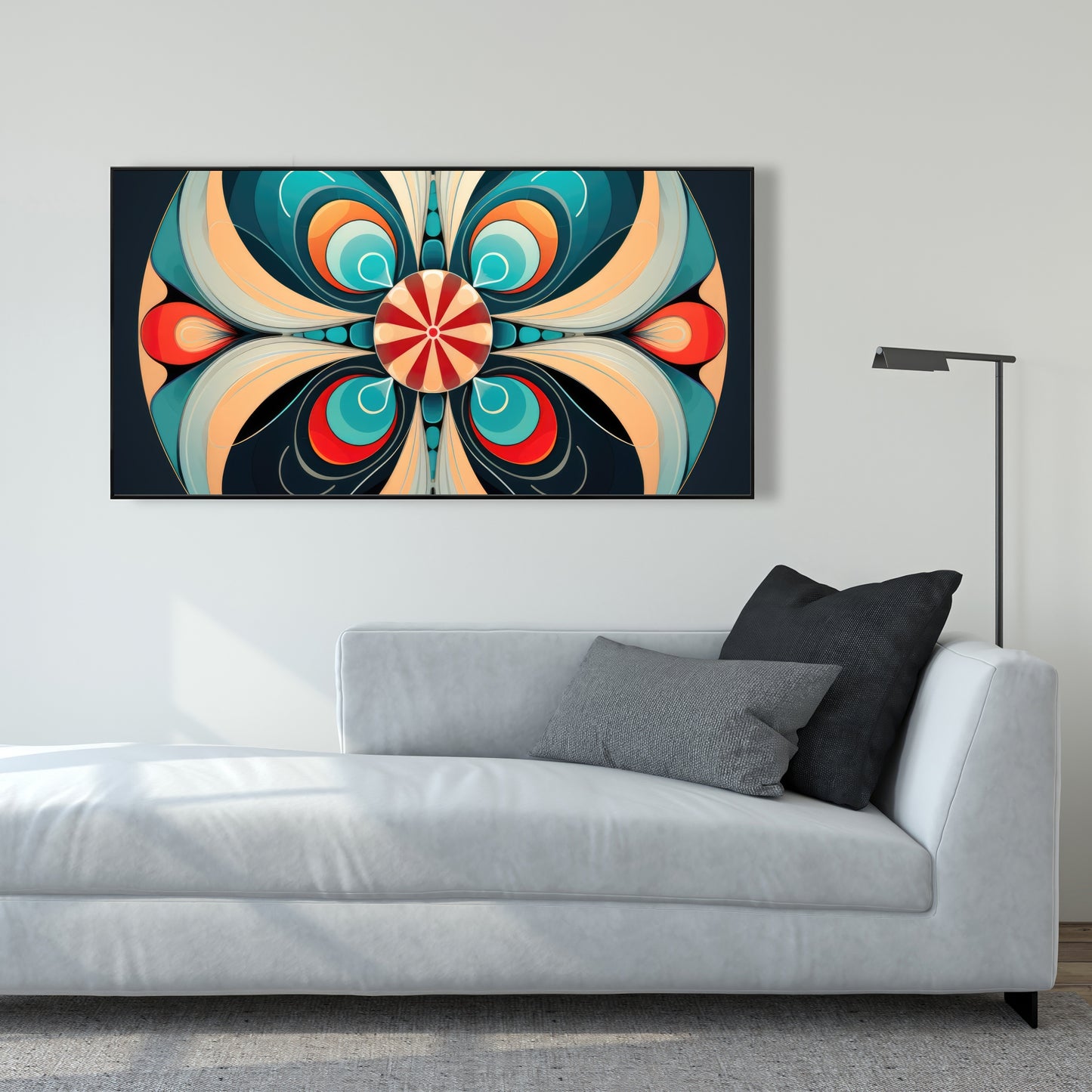 Concentric - Orange Framed Canvas Art for Home Decor