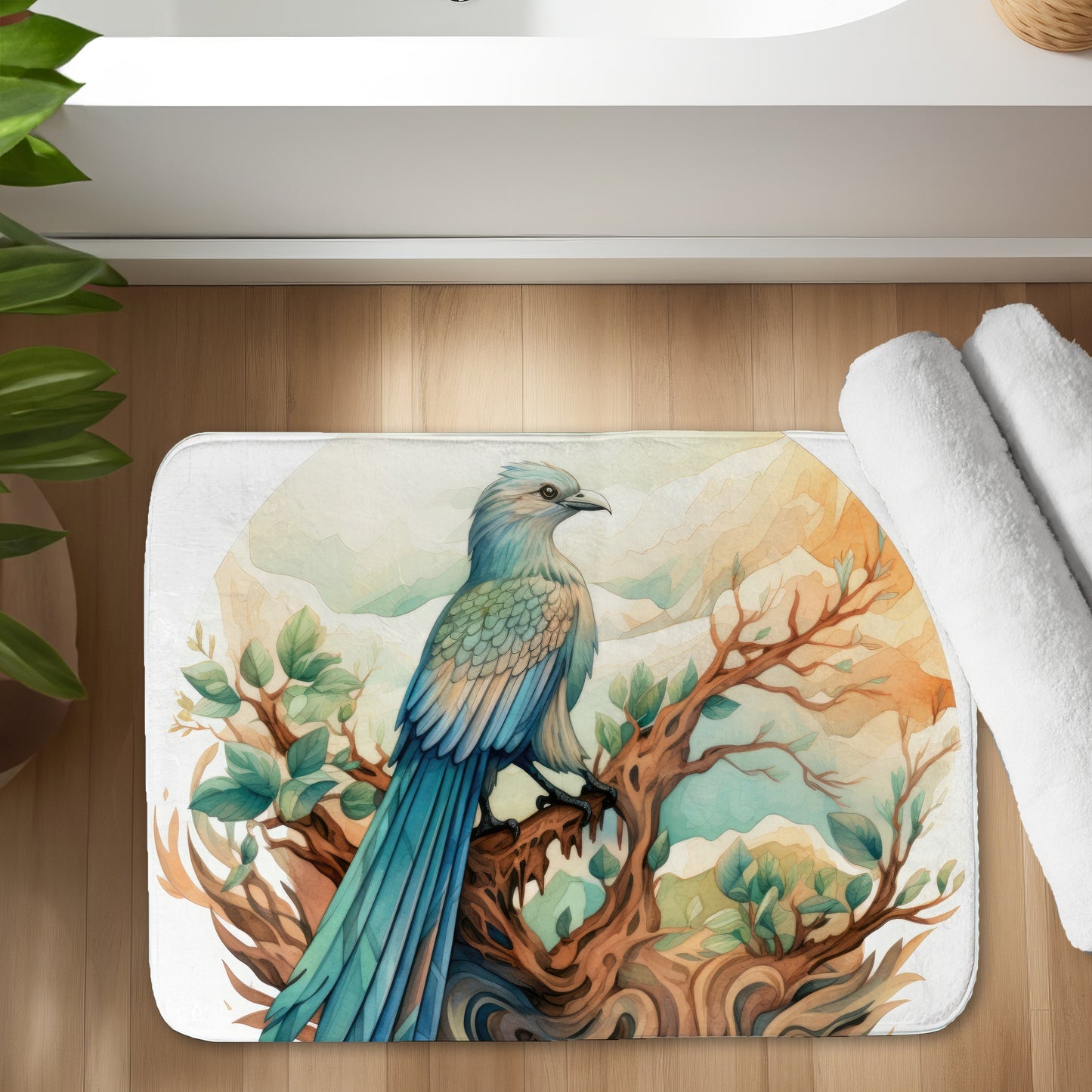Perched Brown Bath Mat - Stylish Home Decor Essential