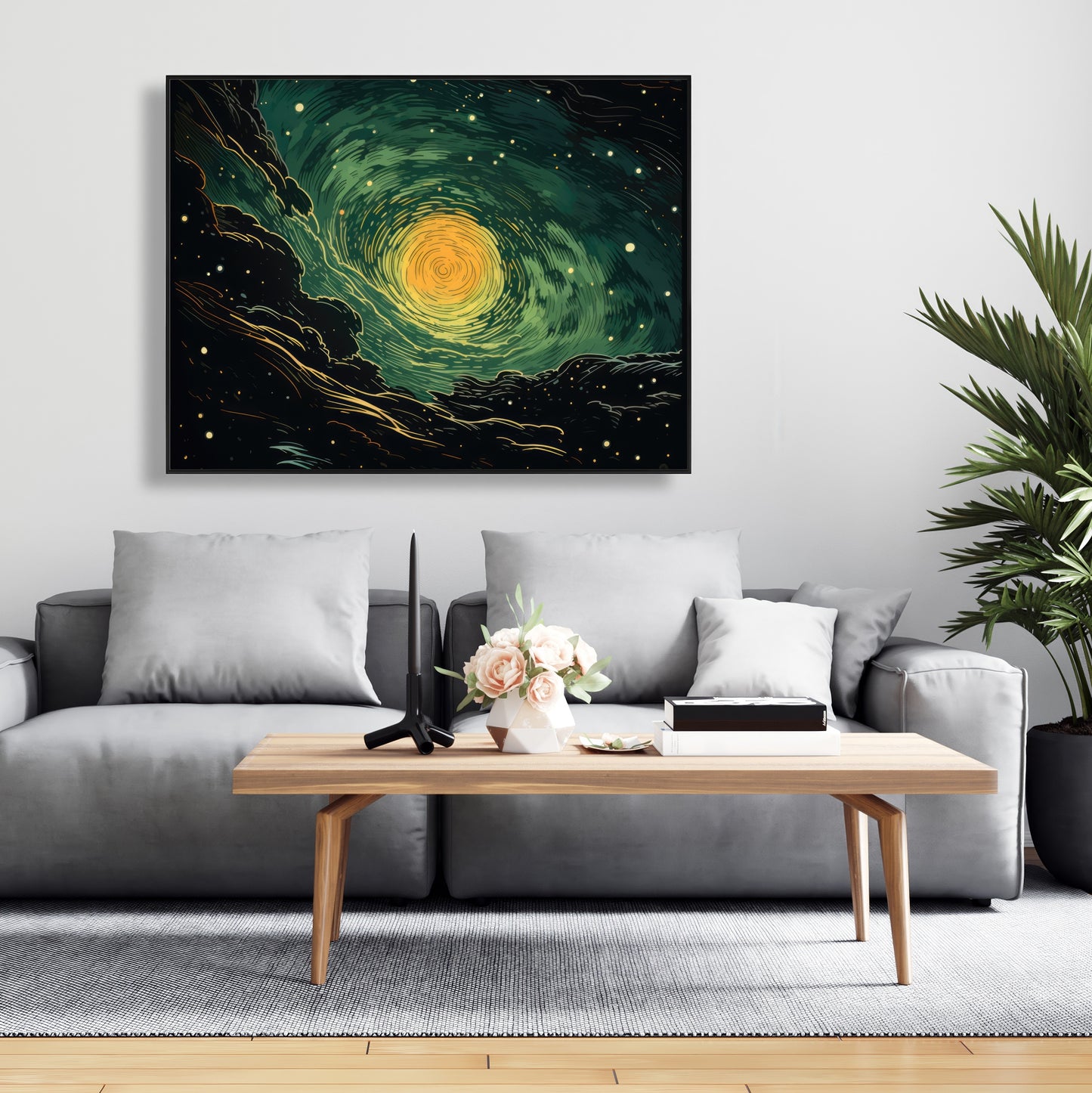 Turmoil in space - Framed Canvas - Print on demand