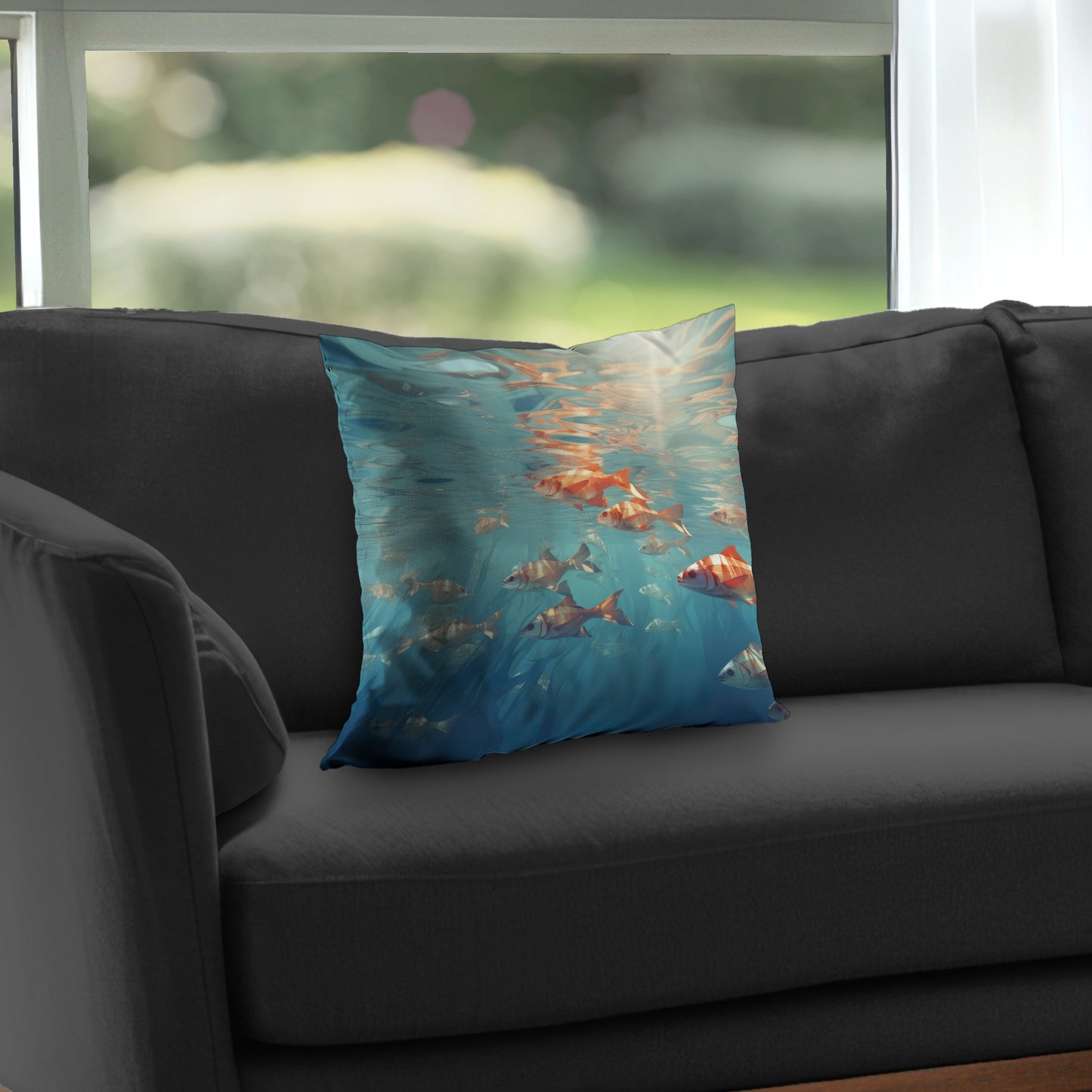 Surface tension Orange Poly Twill Throw Pillow - Home Decor