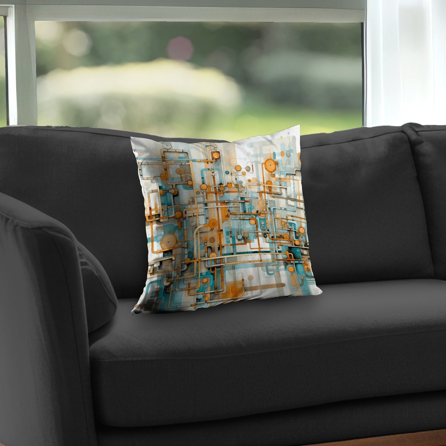 Like clockwork Turquoise Poly Twill Throw Pillow - Home Decor