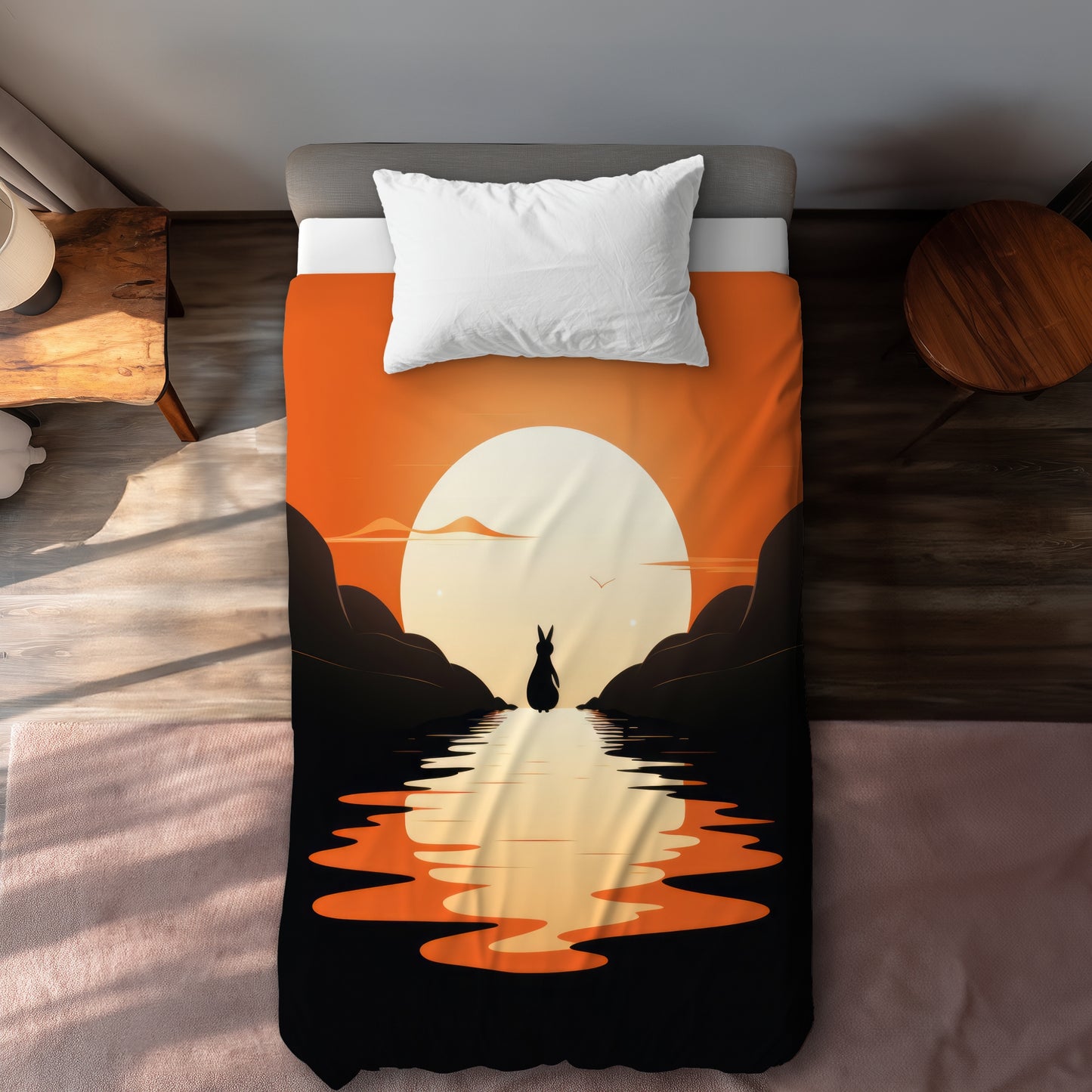 Running Away Black Duvet Cover for Elegant Home Decor