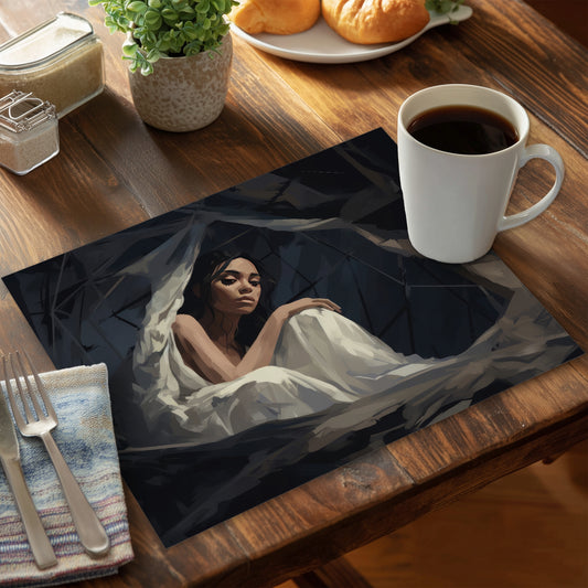 Cocooned Gray Polyester Placemat for Elegant Home Decor