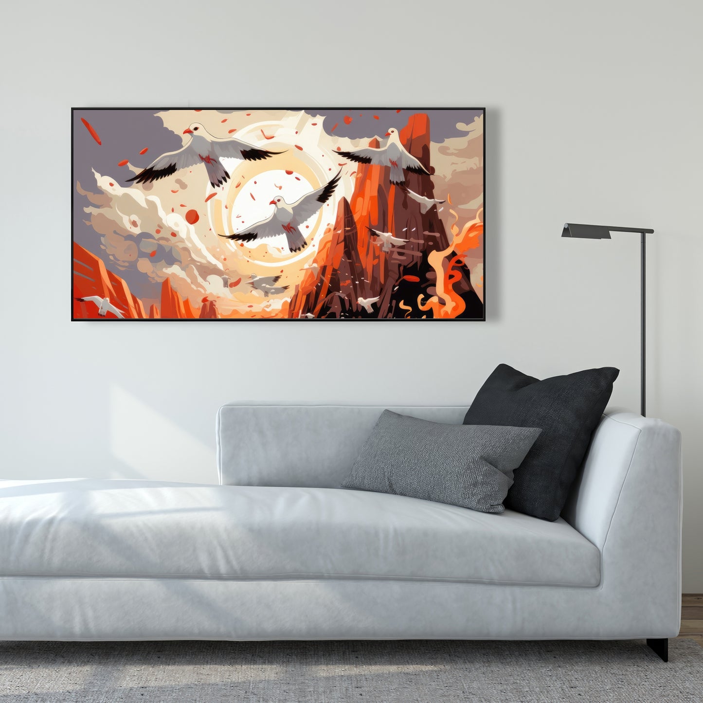 The Escape - Blue Framed Canvas Home Decor Art Piece