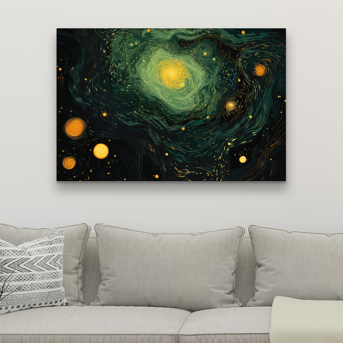Illuminated in Space - Black Canvas Home Decor Art Print