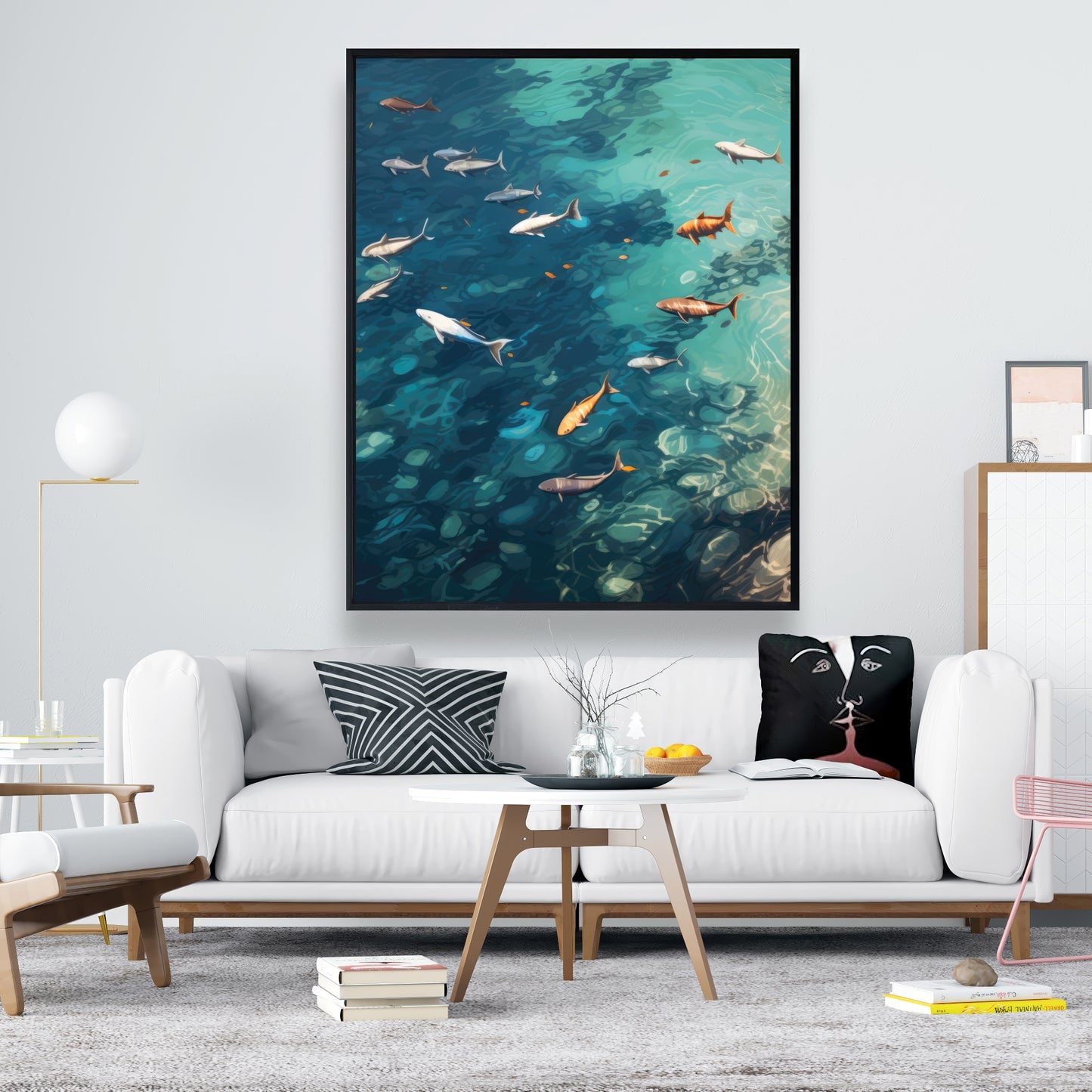 Swim ahead - 36"x36" Framed canvas