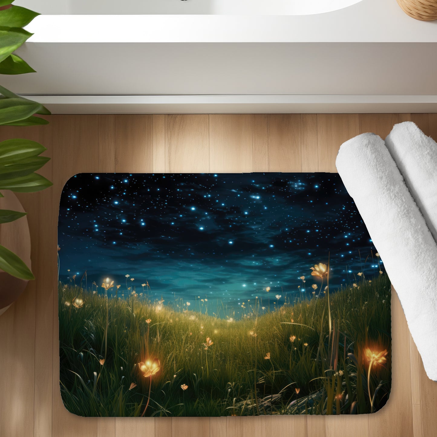 The night sky Blue bath mat for stylish home decor | Soft & Cozy