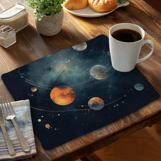 Deep Exploration Orange Braided Polyester Placemat | Home Decor