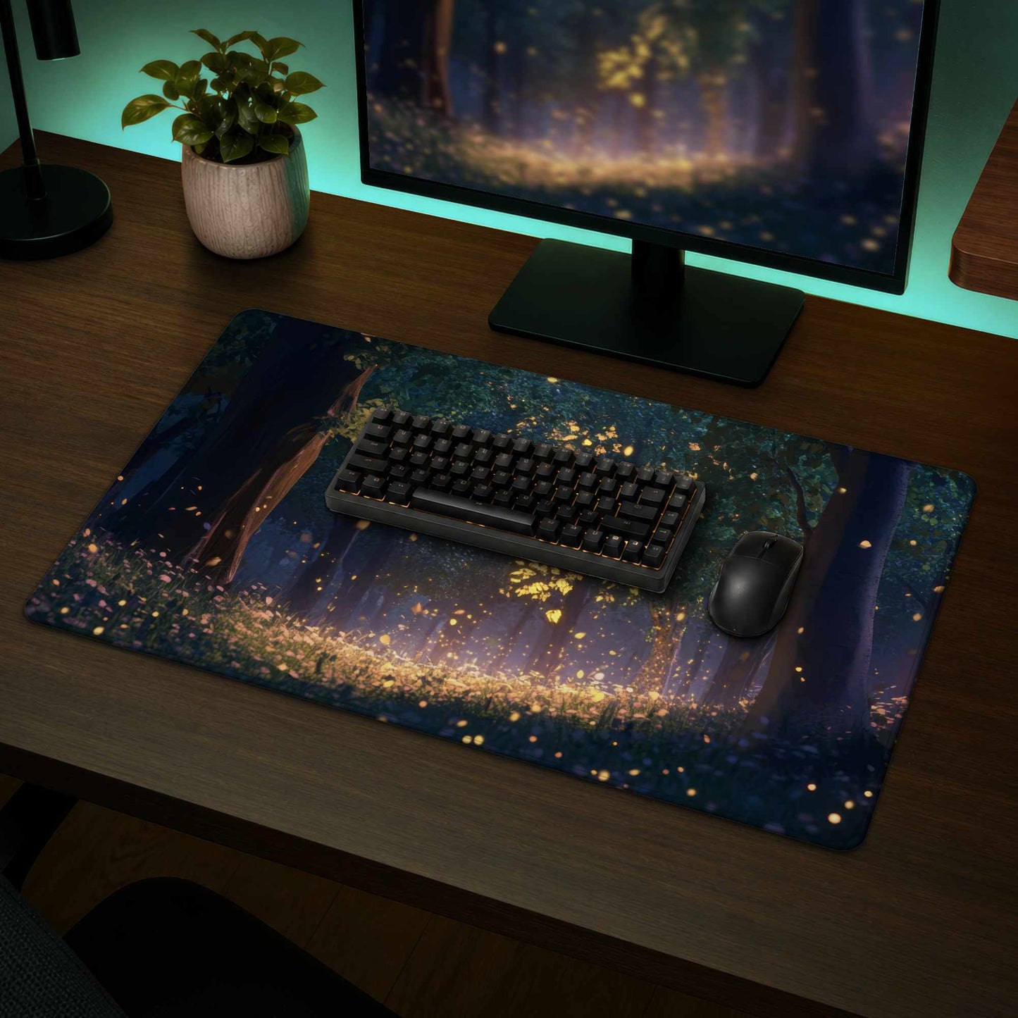 Glowing Leaves - Stylish Desk Mat for Home Decor | Buy Now