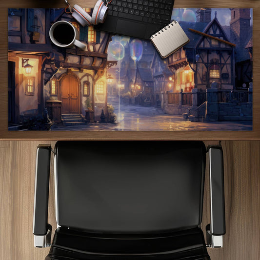 Bloopy town Black Desk Mat for Home Decor | Stylish & Durable