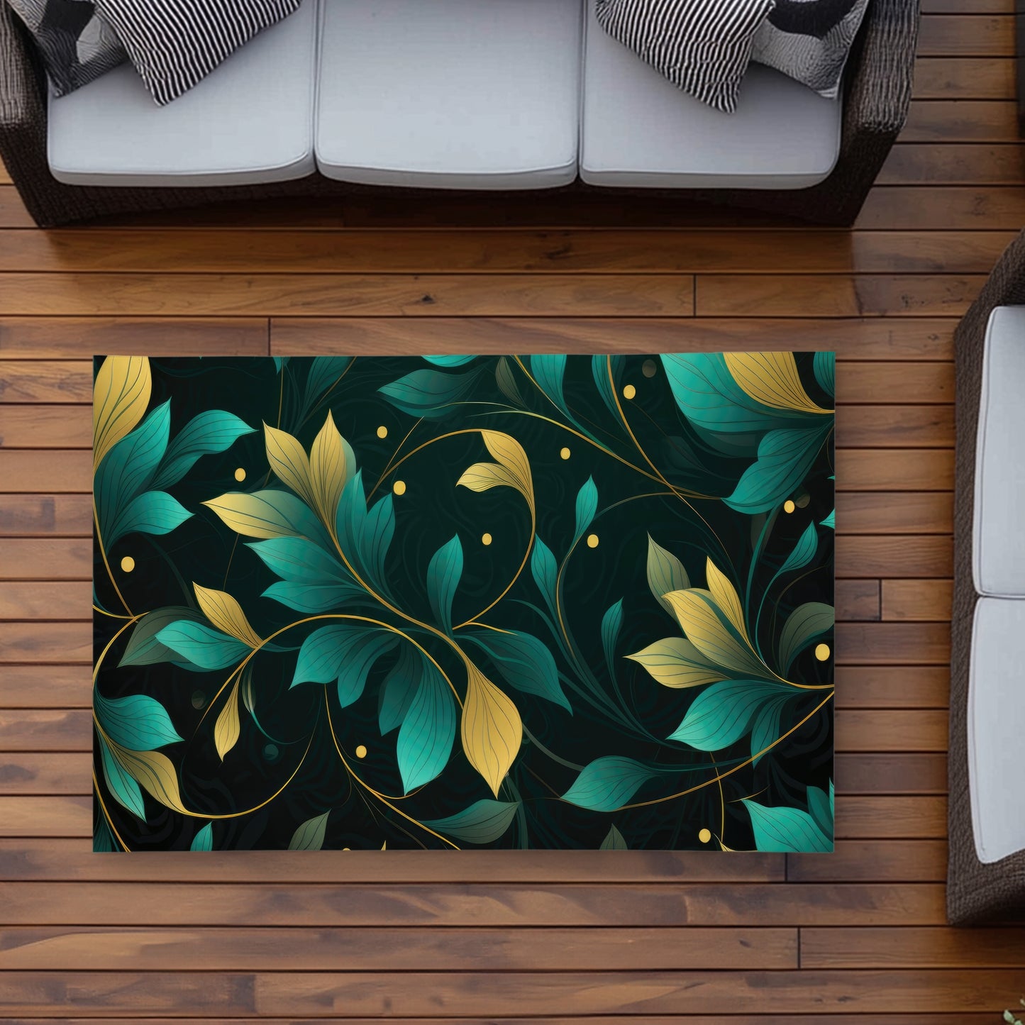 Twirling Twigs Gold Outdoor Area Rug | Stylish Home Decor