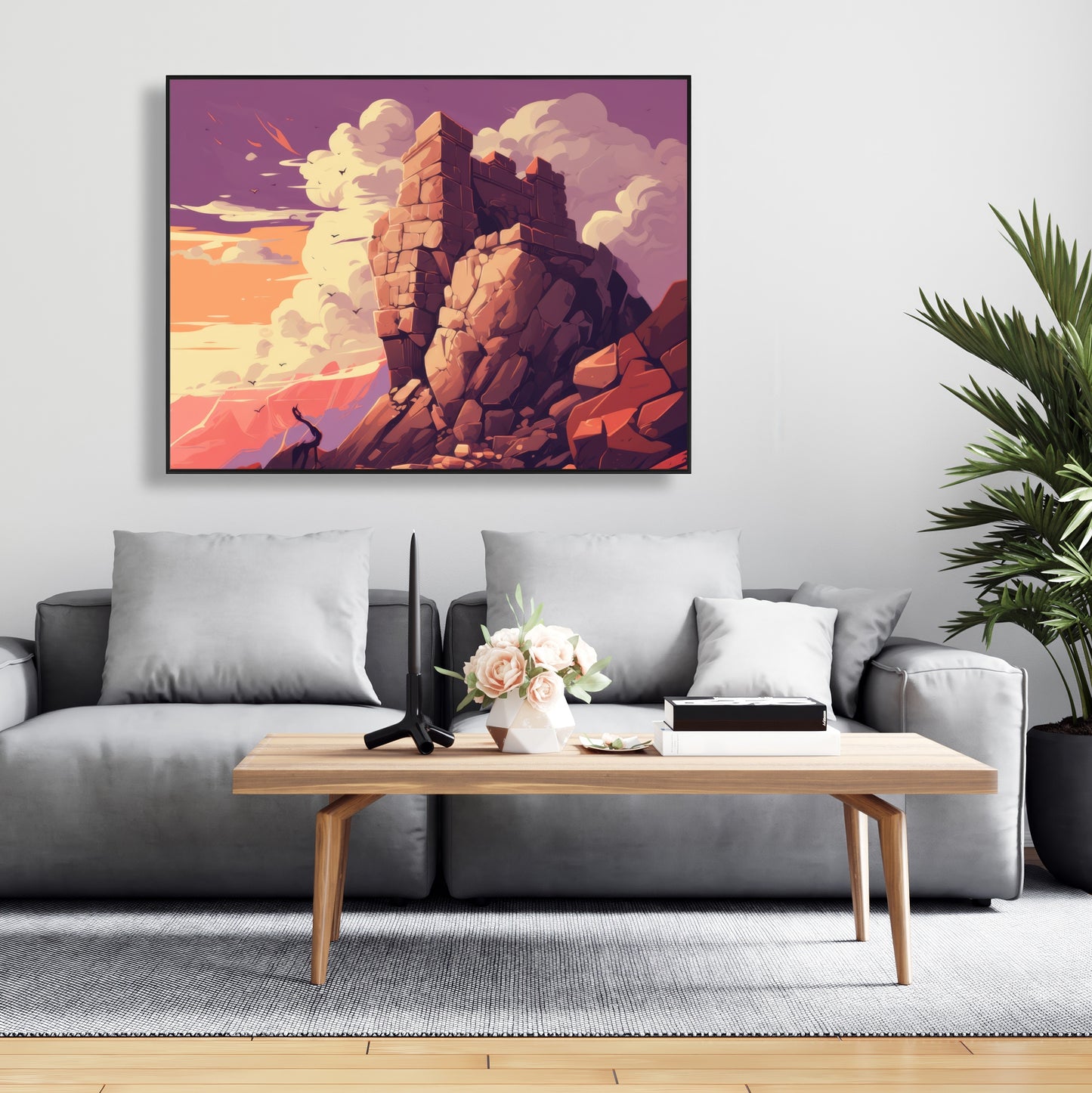 Standing Above - Orange Framed Canvas for Home Decor