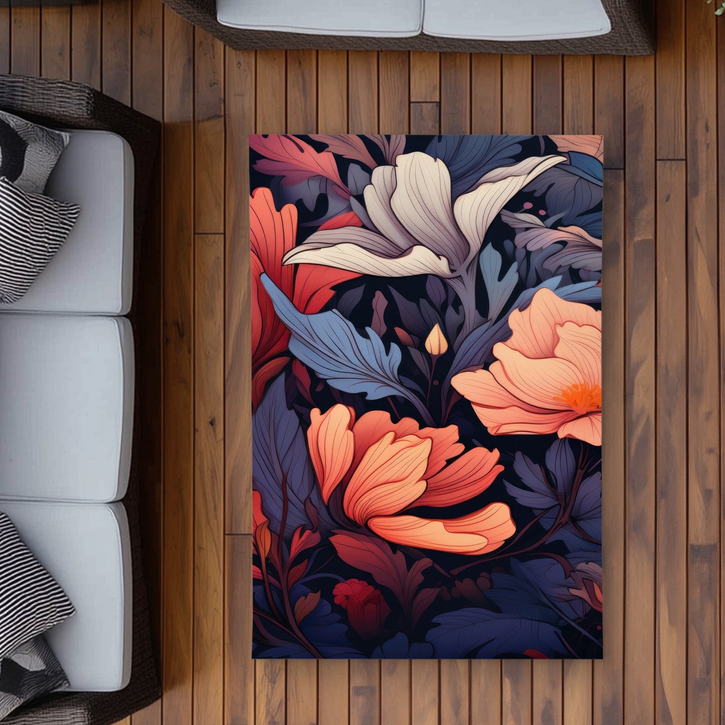 Blooming Uninterrupted - Orange Outdoor Area Rug for Home Decor