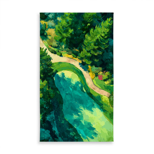 Peaceful Course Beige Illustrative Tablecloth for Home Decor