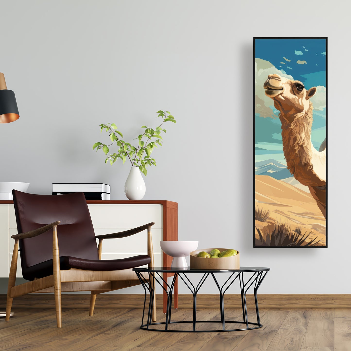 Camels looking up - 36"x36" Framed canvas