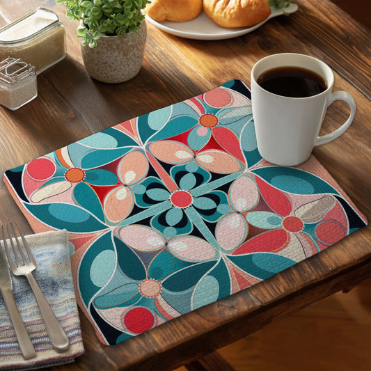 Sweet Curves Turquoise Braided Polyester Placemat | Home Decor