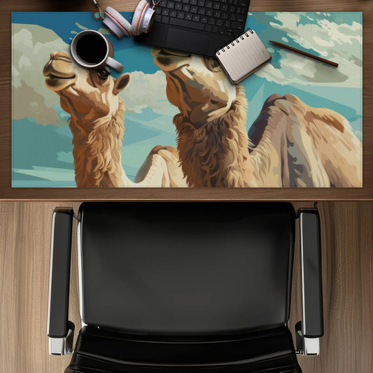 Camels looking up - Desk Mat
