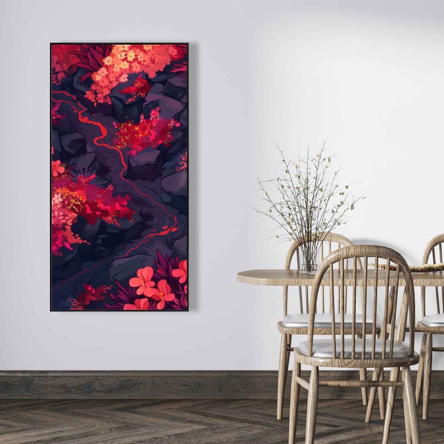 Burning plants - 36"x36" Framed canvas