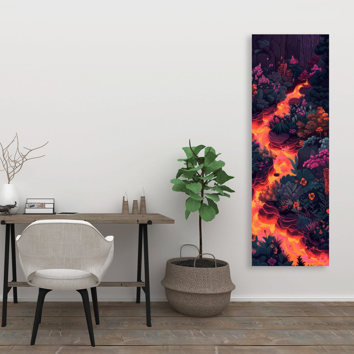 Flowing magma - Black canvas home decor art piece