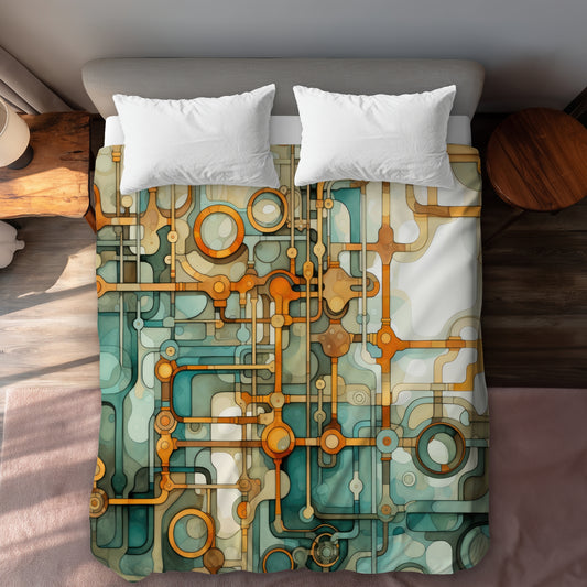 Turns and Bends Turquoise Duvet Cover | Stylish Home Decor