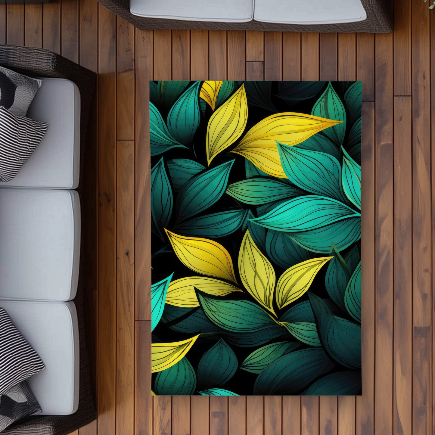 Potent Aroma Turquoise Outdoor Area Rug for Home Decor