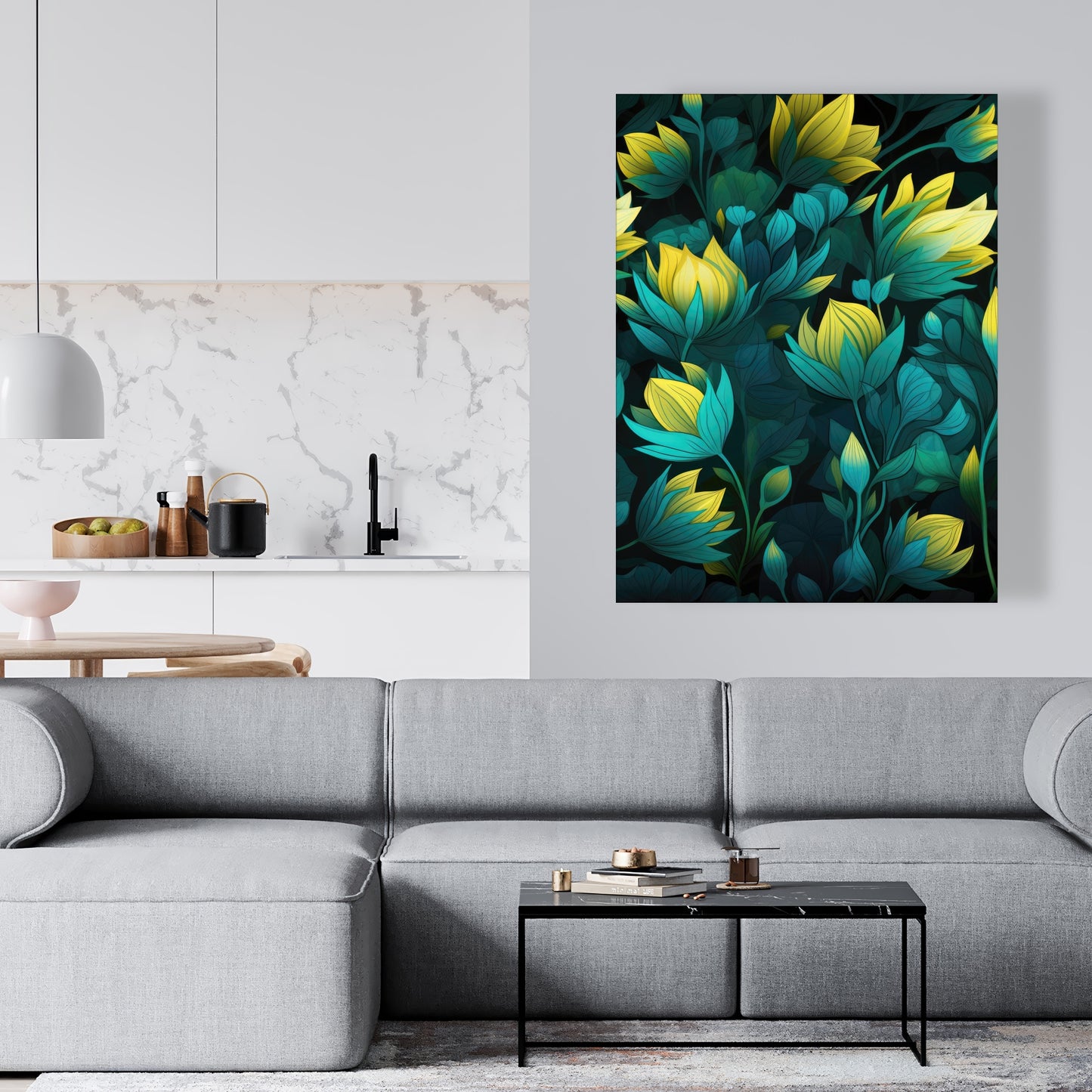 Intense Bloom - Green Canvas Art for Home Decor | Vibrant Style